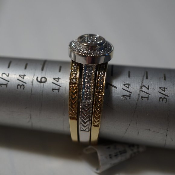 14KTT Gold Diamond ring set of 3 - Picture 6 of 8